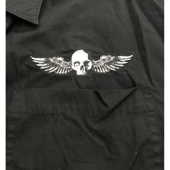 Harley Davidson Mens XL Embroidered Short Sleeve Button Up Shirt Black - Picture 3 of 7